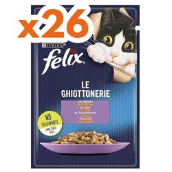 Felix - Felix Pouch Le Ghiottonerie Kuzu Etli Yaş Kedi Maması 85 Gr - BOX - 26 Adet