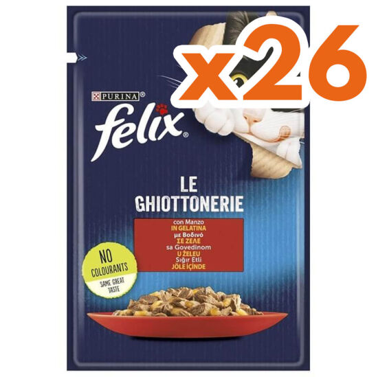 Felix Pouch Le Ghiottonerie Sığır Etli Yaş Kedi Maması 85 Gr - BOX - 26 Adet - 1