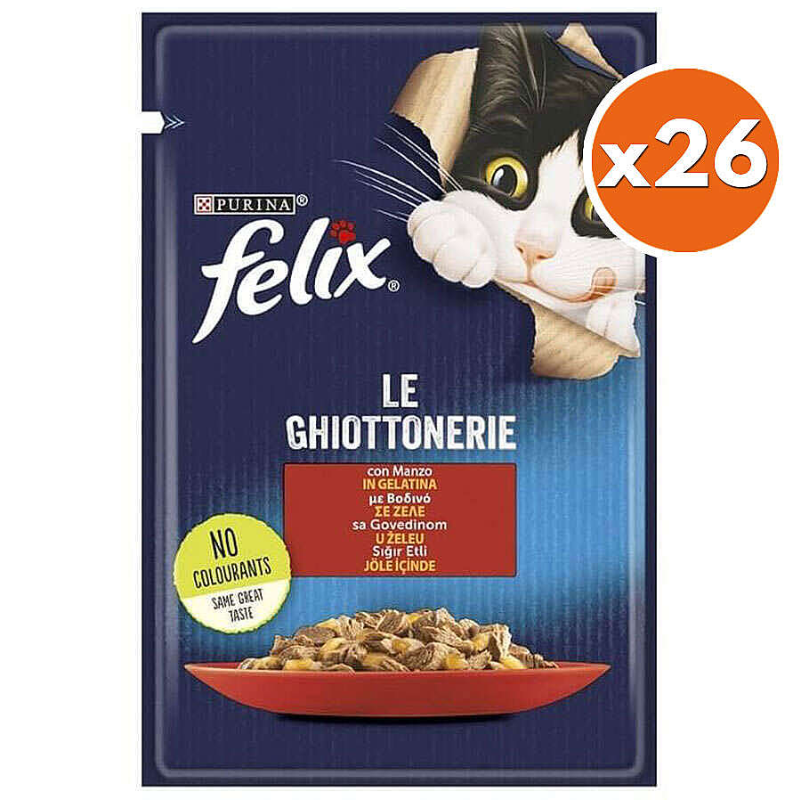 Felix Pouch Le Ghiottonerie Sığır Etli Yaş Kedi Maması 85 Gr - BOX - 26 Adet