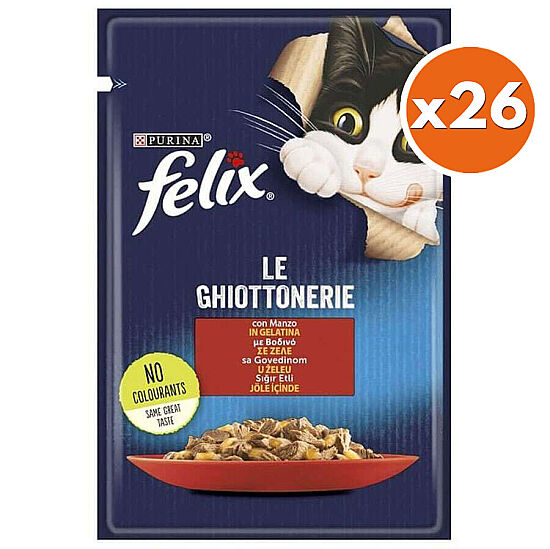 Felix Pouch Le Ghiottonerie Sığır Etli Yaş Kedi Maması 85 Gr - BOX - 26 Adet - 1