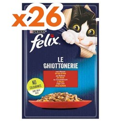 Felix - Felix Pouch Le Ghiottonerie Sığır Etli Yaş Kedi Maması 85 Gr - BOX - 26 Adet