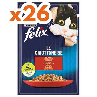 Felix Pouch Le Ghiottonerie Sığır Etli Yaş Kedi Maması 85 Gr - BOX - 26 Adet
