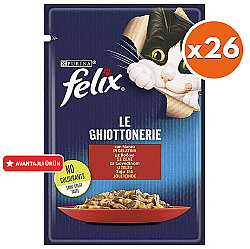 Felix Pouch Le Ghiottonerie Sığır Etli Yaş Kedi Maması 85 Gr - BOX - 26 Adet - Felix