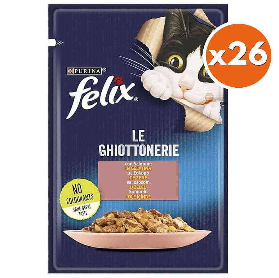 Felix Pouch Le Ghiottonerie Somonlu Yaş Kedi Maması 85 Gr - BOX - 26 Adet