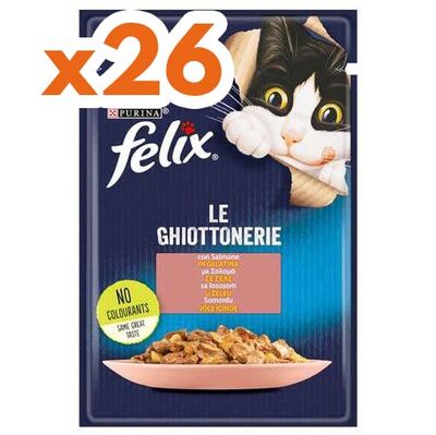 Felix Pouch Le Ghiottonerie Somonlu Yaş Kedi Maması 85 Gr - BOX - 26 Adet