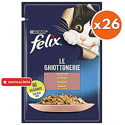 Felix Pouch Le Ghiottonerie Somonlu Yaş Kedi Maması 85 Gr - BOX - 26 Adet - Felix