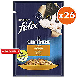Felix Pouch Le Ghiottonerie Tavuklu Yaş Kedi Maması 85 Gr - BOX - 26 Adet - Felix