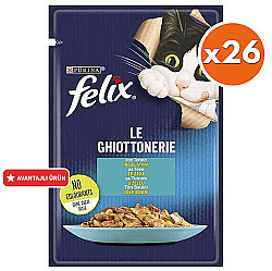 Felix Pouch Le Ghiottonerie Ton Balıklı Yaş Kedi Maması 85 Gr - BOX - 26 Adet - 1