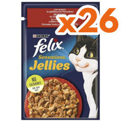 Felix Pouch Sensations Jellies Sığır Etli ve Domatesli Yaş Kedi Maması 85 Gr - BOX - 26 Adet - Felix