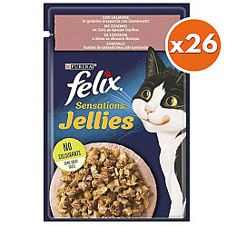 Felix Pouch Sensations Jellies Somon ve Karidesli Yaş Kedi Maması 85 Gr - BOX - 26 Adet - Felix