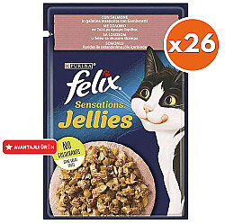 Felix Pouch Sensations Jellies Somon ve Karidesli Yaş Kedi Maması 85 Gr - BOX - 26 Adet - 1