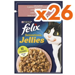 Felix Pouch Sensations Jellies Somon ve Karidesli Yaş Kedi Maması 85 Gr - BOX - 26 Adet - Felix