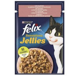 Felix Pouch Sensations Jellies Somon ve Karidesli Yaş Kedi Maması 85 Gr - Felix