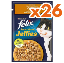 Felix Pouch Sensations Jellies Tavuk Etli ve Havuçlu Yaş Kedi Maması 85 Gr - BOX - 26 Adet - Felix
