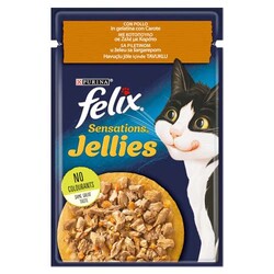 Felix - Felix Pouch Sensations Jellies Tavuk Etli ve Havuçlu Yaş Kedi Maması 85 Gr