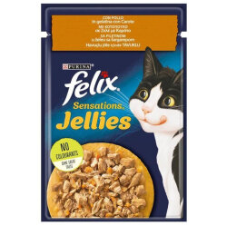 Felix Pouch Sensations Jellies Tavuk Etli ve Havuçlu Yaş Kedi Maması 85 Gr - Felix