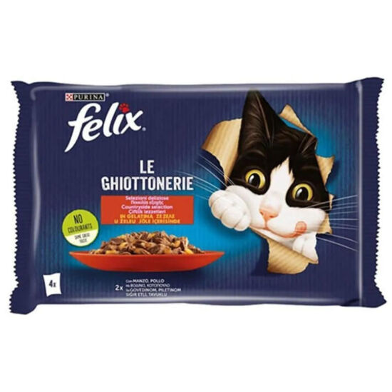 Felix Multi Pouch Sığır Etli ve Tavuklu Yaş Kedi Maması 4 Adet X 85 Gr - 1