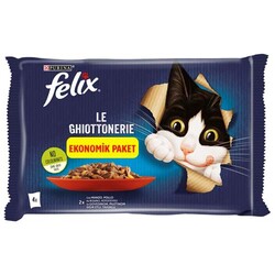 Felix - Felix Multi Pouch Sığır Etli ve Tavuklu Yaş Kedi Maması 4 X 85 Gr