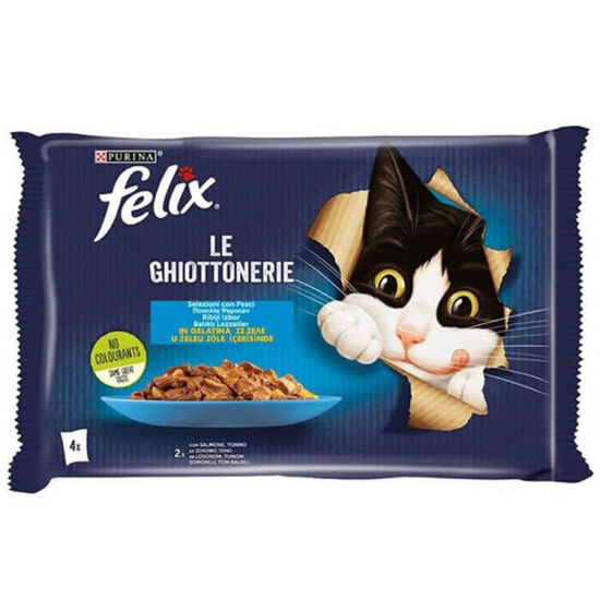 Felix Multi Pouch Somonlu ve Ton Balıklı Yaş Kedi Maması 4 Adet x 85 Gr - 1