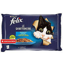 Felix Multi Pouch Somonlu ve Ton Balıklı Yaş Kedi Maması 4 Adet x 85 Gr - Felix
