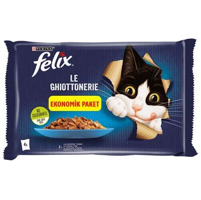 Felix Multi Pouch Somonlu ve Ton Balıklı Yaş Kedi Maması 4 X 85 Gr