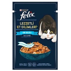 Felix - Felix Pouch Tasty Shreds Ton Balıklı Lezzetli Et Dilimleri Yaş Kedi Maması 80 Gr