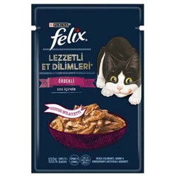 Felix - Felix Pouch Tasty Shreds Ördekli Lezzetli Et Dilimleri Yaş Kedi Maması 80 Gr