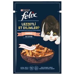 Felix - Felix Pouch Tasty Shreds Somonlu Lezzetli Et Dilimleri Yaş Kedi Maması 80 Gr