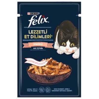 Felix Pouch Tasty Shreds Somonlu Lezzetli Et Dilimleri Yaş Kedi Maması 80 Gr