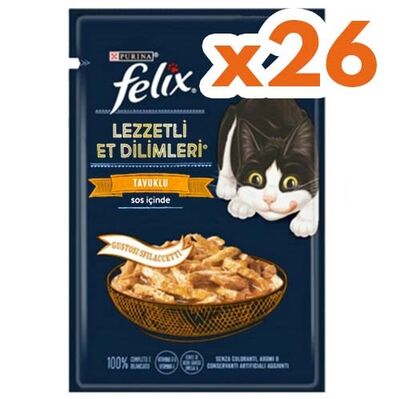 Felix Pouch Tasty Shreds Tavuklu Lezzetli Et Dilimleri Yaş Kedi Maması 80 Gr - BOX - 26 Adet