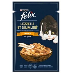 Felix - Felix Pouch Tasty Shreds Tavuklu Lezzetli Et Dilimleri Yaş Kedi Maması 80 Gr