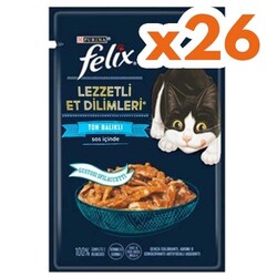 Felix - Felix Pouch Tasty Shreds Ton Balıklı Lezzetli Et Dilimleri Yaş Kedi Maması 80 Gr - BOX - 26 Adet