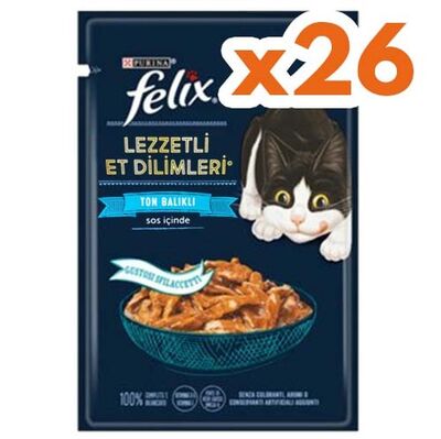 Felix Pouch Tasty Shreds Ton Balıklı Lezzetli Et Dilimleri Yaş Kedi Maması 80 Gr - BOX - 26 Adet