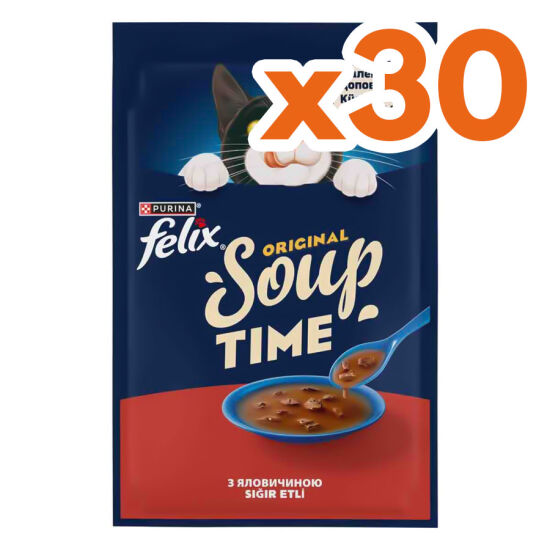 Felix Soup Time Sığır Etli Çorba Yaş Kedi Maması 48 Gr x 30 Adet - 1
