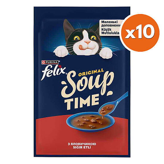 Felix Soup Time Sığır Etli Çorba Yaş Kedi Maması 48 Gr x 10 Adet - 1