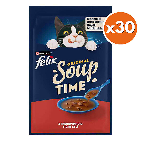 Felix Soup Time Sığır Etli Çorba Yaş Kedi Maması 48 Gr x 30 Adet - 1