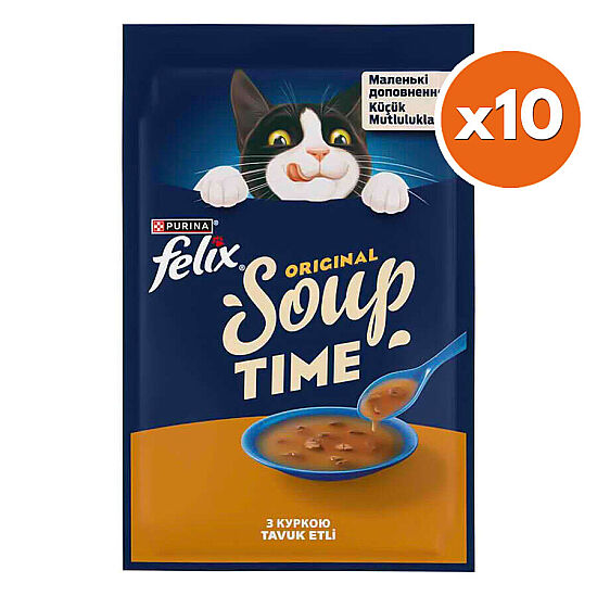 Felix Soup Time Tavuklu Çorba Yaş Kedi Maması 48 Gr x 10 Adet - 1