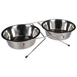 Flamingo 1030106 Büyük Irk Köpek Çelik 2'li Yükseltilmiş Mama - Su Kabı 25Cm 2500 ML - Flamingo