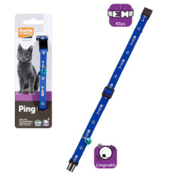 Karlie - Karlie Balık ve Pati Desenli Çıngıraklı Mavi Kedi Boyun Tasması