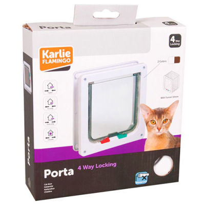 Karlie Kilitli 4 Yönlü Kedi ve Köpek Kapısı 19,2 x 20 Cm (Beyaz)