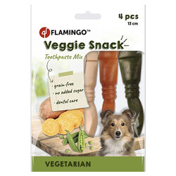 Flamingo - Flamingo 514930 Veggie Toothpaste Mix Dental Köpek Ödülü 13 Cm (4 Lü Paket) - 120 Gr