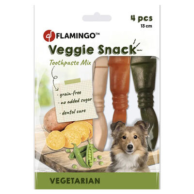 Flamingo 514930 Veggie Toothpaste Mix Dental Köpek Ödülü 13 Cm (4 Lü Paket) - 120 Gr