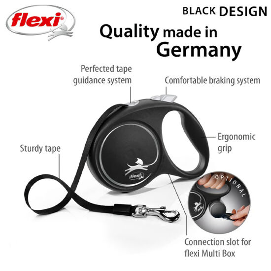 Flexi Black Design Otomatik Şerit Köpek Gezdirme Kayışı 5 Mt (Pembe) Medium - 2