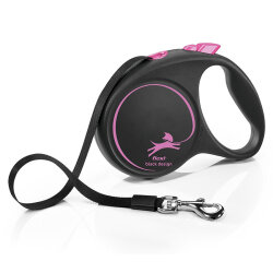 Flexi Black Design Otomatik Şerit Köpek Gezdirme Kayışı 5 Mt (Pembe) Small - Flexi