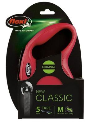 Flexi New Classic Otomatik Kırmızı Şerit Gezdirme Medium 5 Mt