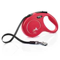 Flexi New Classic Otomatik Kırmızı Şerit Gezdirme Small 5 Mt - Flexi