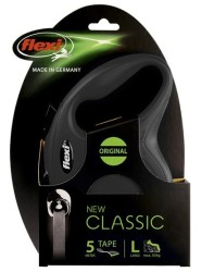 Flexi New Classic Otomatik Siyah Şerit Gezdirme Large 5 Mt - Thumbnail