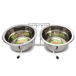 Flip Tel Ayaklı Kedi ve Küçük Irk Köpek Çelik Mama Kabı - 8 Oz - 2'li Set - Flip