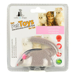 Flip ZM-4389 Kurmalı Peluş Fare Kedi Oyuncağı - Gri - Flip