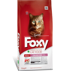 Foxy 30 / 12 Colour Mix Renkli Taneli Kedi Maması 15 Kg - Foxy